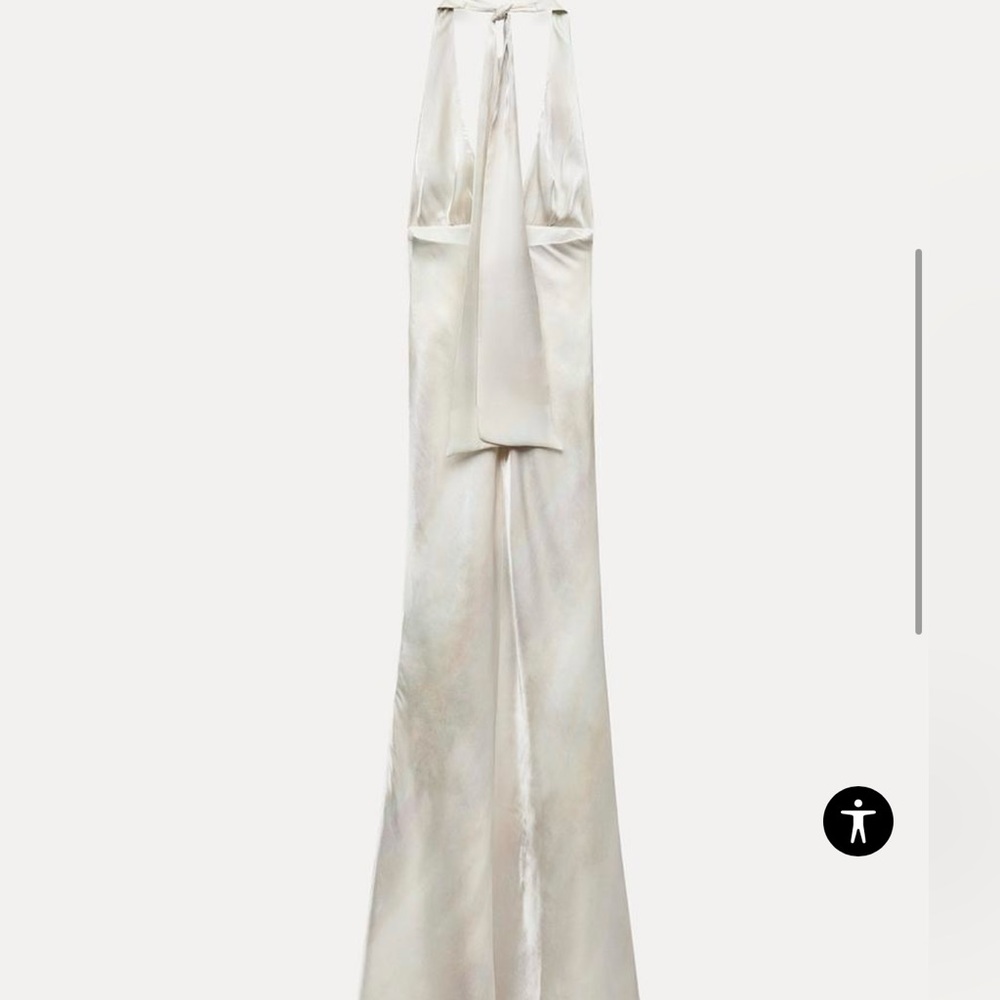 Long satin halter dress - Picture 3 of 12